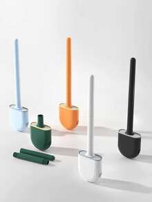 Modern Minimalist Silicone Black Toilet Brush With Holder - Pack Of 2 Toilet Bowl Brush Set - Self-Cleaning & Splash-Free, Easy-Rinse Design With Wall Mounted Holder Bathroom Accessory.