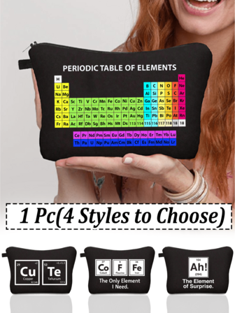 Kosmetiktasche mit Periodensystem-Muster, lustiger Chemie-Element Mehrzweck-Aufbewahrungsbeutel, Reise-Organizer, Digitaltasche, Stiftetasche, stylisch und tragbar, großes Fassungsvermögen, das perfekte Geschenk für Chemie-Enthusiasten, Lehrer, Studenten, Familie, Freunde und Klassenkameraden. Perfektes Alltagsgeschenk für Feiertage, Geburtstage, Neujahr und Weihnachten Makeup-Tasche, Kulturbeutel, Reiseaccessoires, Urlaubsaccessoires für Damen und Herren