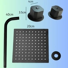 2-Pack Matte Black Square Rain Shower Head Kits With Zinc Handles, Dual Control, Modern Design, Wall Mounted, Elegant And Durable Bathroom - 黑色 - 查看 3