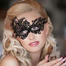 Set de 2 máscaras de pareja, máscara de encaje negro de reina para mujer, máscara de media cara para hombre, adecuada para baile de máscaras, carnaval, festivales románticos, gala, accesorios del Día de San Valentín - Multicolor - Ver 6