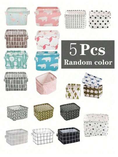5 件/1 件布艺可折叠收纳篮，零食和杂物收纳箱，现代格子图案收纳篮，办公桌收纳篮，适用于家庭、卧室、浴室、办公室、户外、旅行、度假、婚礼、返校