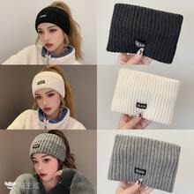 1 Pce Autumn And Winter Knitted Headband, Letter Wide Edge Woolen Hat Headband, Ponytail Tie Headband, Sports Headband Headband Headband - Multicolor - View 2