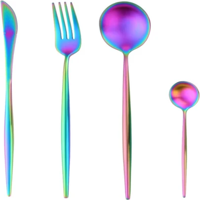 16 Piece Silverware Set, Stainless Steel Flatware Set Service For 4, Tableware Cutlery Set Including Knives Forks ...