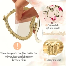 1pc/2pcs Portable Heart-Shaped Folding Makeup Mirror With Cute Fabric Case & Printed Pattern - Double-Sided Cosmetic Mirror, Ideal Gift For Women, Girls, Mothers, Friends & Wives, Compact Mirror, Vanity Mirror For Home, Travel