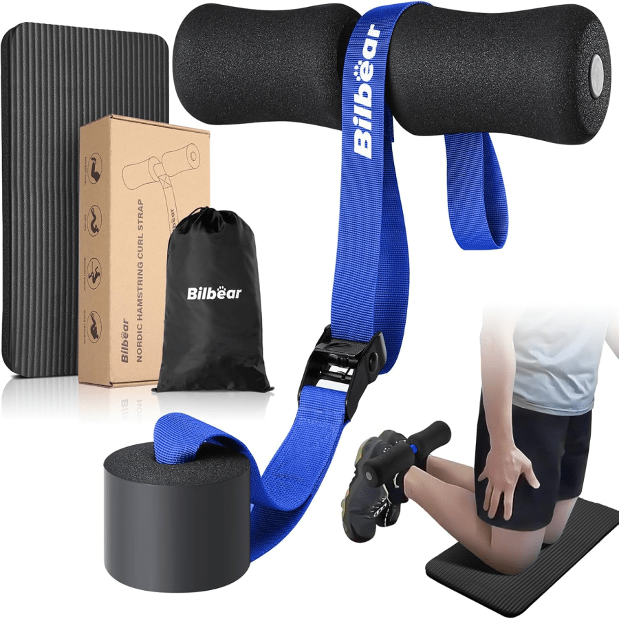Adjustable Nordic Hamstring Curl Strap With Kneeling Mat,Portable Nordic Strap For Hamstring Curls,Hamstring Stret...