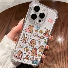 1pc of Transparent Square Anti-Drop Phone Case, Featuring Cute Capybara Cartoon Stickers with Various Expressions And Scenes, Suitable for  17/for  17 Pro/for  17 Pro Max/for  15/for  15 Pro/11/12/13/14/15 Pro Max/16 - Transparente - Ver 6