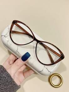 1 Pair Women's Modern Cat Eye Big Frame Computer Glasses – Eye Protection For Daily Computer Use | Perfect For Back To School, Fall & Christmas, Ideal For Personal Use & Gifting, Great For Self-Use And Gifting - 冷棕色 - 查看 2