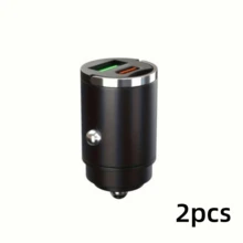 快速充电合金车载充电器，隐形车载充电器，迷你设计拉环车载充电器，双端口点烟器车载充电器适配器，方便携带和充电。汽车配件 - 彩色 - 查看 13