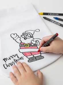 Roly 20-Pack Christmas Gift For Kids - 10 Coloring Socks With Paints, 10 Santa Hats - Crayons Included, Hanging String - ابيض واحمر - مشاهدة 4