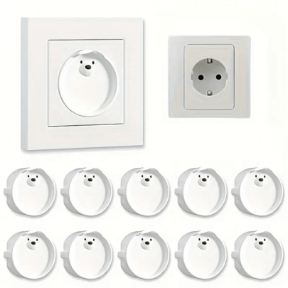 2 piezas Cubiertas de enchufe estándar de la UE - Cubiertas de enchufe para niños, diseño de oso lindo, fácil instalación, cubierta protectora hecha de silicona, cubiertas de toma de corriente eléctrica de 2 polos y 2 orificios, a prueba de niños, a prueba de polvo, a prueba de choques