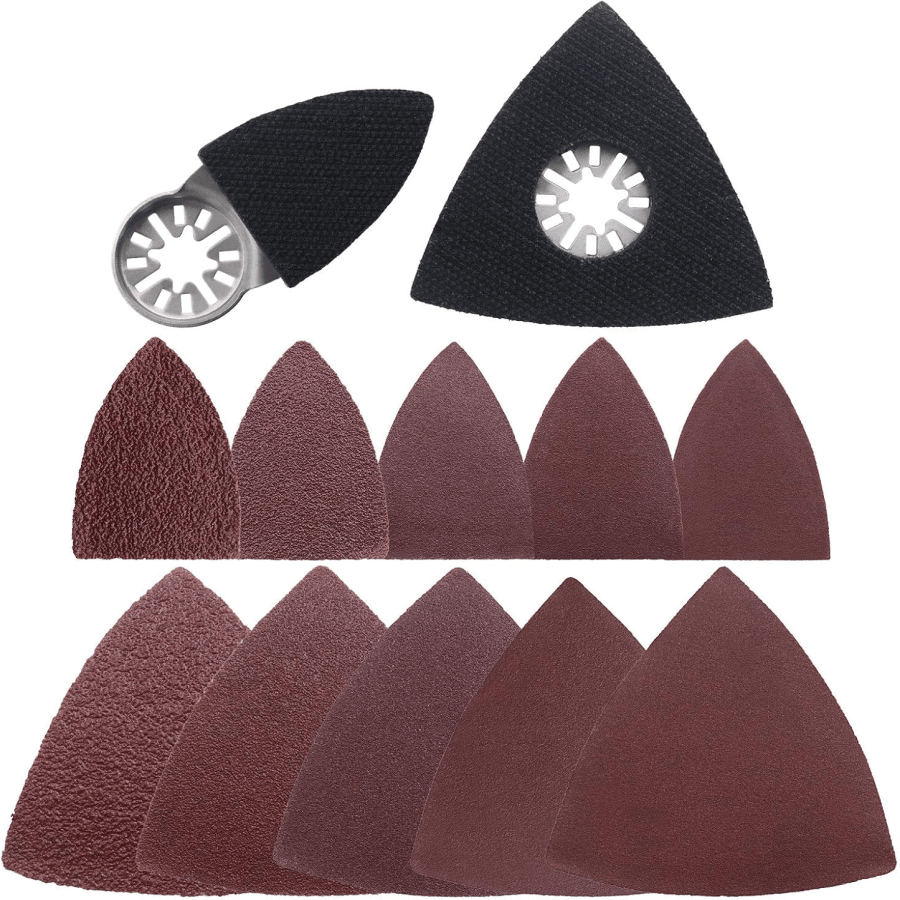 102Pcs Oscillating MultiTool Finger Triangle Sanding Pads Accessories Kit Hook &Amp; Loop Sanding Disc Pad With 40/80/1...
