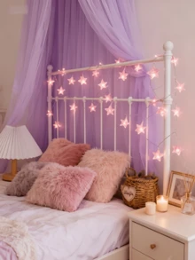 1pc 1.5/3/4.5M 10/20/30 LED Pink Crystal Star String Lights, Cute Warm Pentagram Shaped Atmosphere Decorative Battery Operated Lights For Baby Room, Bedroom, Party, Holiday Decor - Warm Light - View 12
