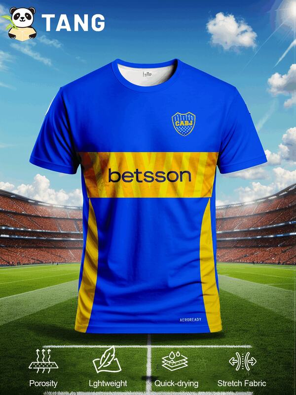 Boca Juniors Blue Soccer Jersey & Crew Neck Comfortable Sports Top, Suitable For Match, Football Training, Casual And Holiday Wear, Gift