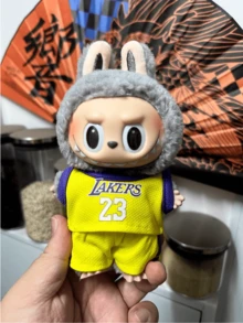 The Monsters Labubu Lakers Yellow No.23 Jersey & Shorts Doll Clothes Set, Kawaii Sports Outfit, Bold Reverse Color Design, Hot Fan/Collector Item, Viral Display/Gifting Pick, Authentic Sports Style, Basketball Season Essential, Team Spirit Statement, Stylish Out Out Doll Statement
