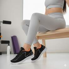 Women's Gym Shoes – Ideal For Walking, Running And Exercise - Black/Orange - View 4