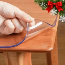 1pc 0.25mm Thick Transparent PVC Tablecloth Protector, Odorless, Waterproof, Oil-Resistant, Heat-Resistant, Suitable For Hotel, Home, Coffee Table, Desk, Computer Mat - White - View 1