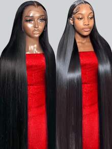 Extensiones de cabello sintético NATAN de 22 pulgadas/32 pulgadas, peinados largos y rectos, 5 clips, resistentes al calor, color marrón y negro - Natural y Negro - Ver 6