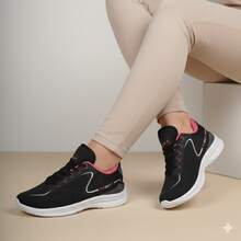 Women's Gym Shoes – Ideal For Walking, Running And Exercise - 黑色/粉紅色 - 查看 5