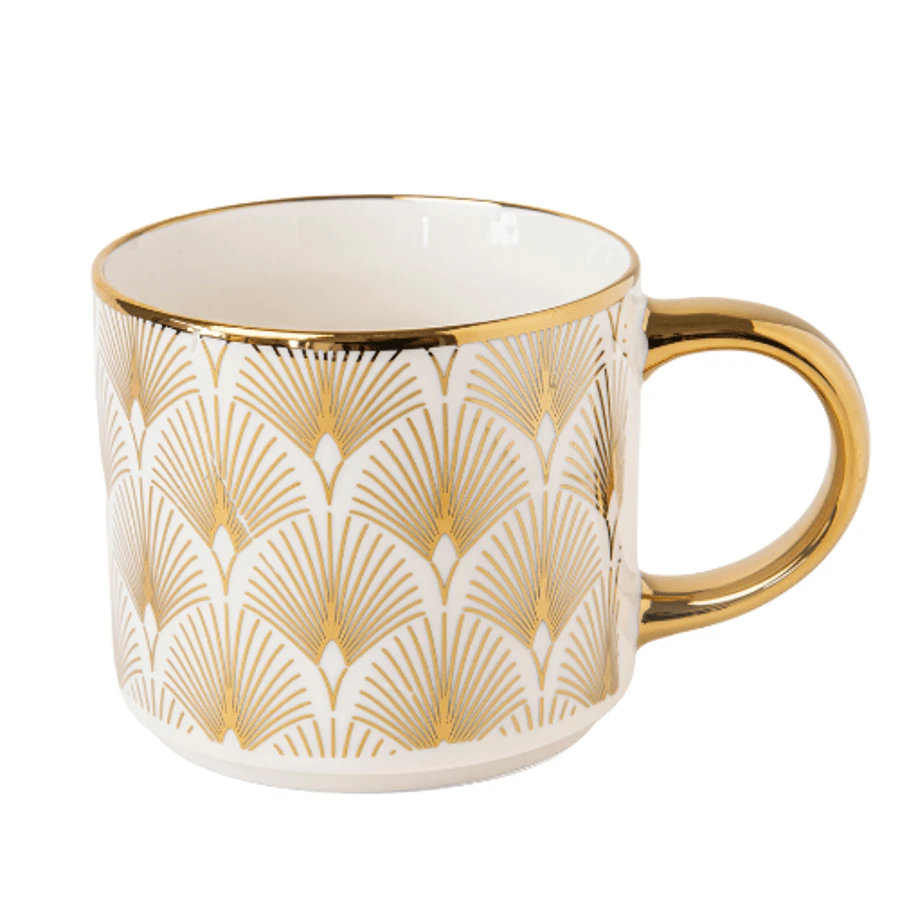 FabFinds Elegant Bone China Gold Handle Mug 490ml Assorted Designs - Multicolor - View 1