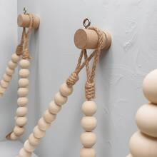 Suport pentru hârtie igienică fără găurire, design rustic cu frânghie și bilă de lemn, accesoriu de baie cu instalare adezivă - Multicolor - Vizualizare 3