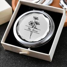 Customized Compact Makeup Mirror, Personalized Engraved Folding Pocket Mirror, Portable Double-Sided High-Definition Mirror, Stainless Steel Compact Mirror, Valentine's Day Gift, Spring, Bridesmaid, Wedding Gift, Customized Floral Engraved Makeup Mirror, Suitable For Gifting To Girlfriends, Moms, Mother's Day, Birthday, Graduation, Wedding, Anniversary, Practical Gift - Multicolor 3 - View 29