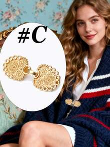 Yanxyad 1/4件复古毛衣披肩夹 复古腰部服装夹 束腰带扣 围巾夹，金色花朵图案胸针，围巾扣合金服装胸针，束腰夹，衬衫胸针夹，胸针夹礼品 - 亮金 - 查看 11