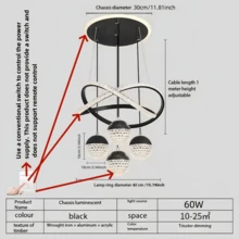 4-Head Acrylic Round Ball Pendant Light, Modern Minimalist Design, Suitable For Dining Room, Bedroom, Living Room, Corridor, Ceiling Light - Multicolor - View 3