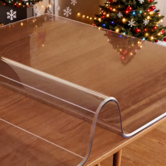 1pc 0.25mm Thick Transparent PVC Tablecloth Protector, Odorless, Waterproof, Oil-Resistant, Heat-Resistant, Suitable For Hotel, Home, Coffee Table, Desk, Computer Mat