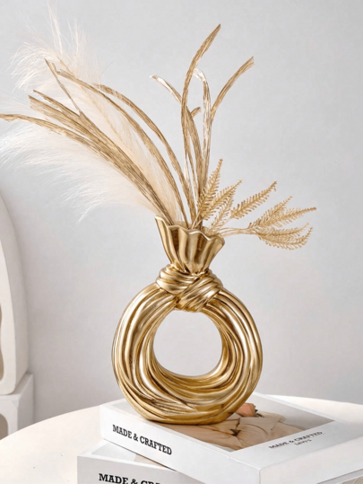 1pc Moderne Round Circle Knot Shaped Resin Flower Vase, Home Tabletop ation Vase Flowers Plants Cultivation, Home, Hotel, Restaurant Entrance Hydroponics, Can Be All Year Round. view 5