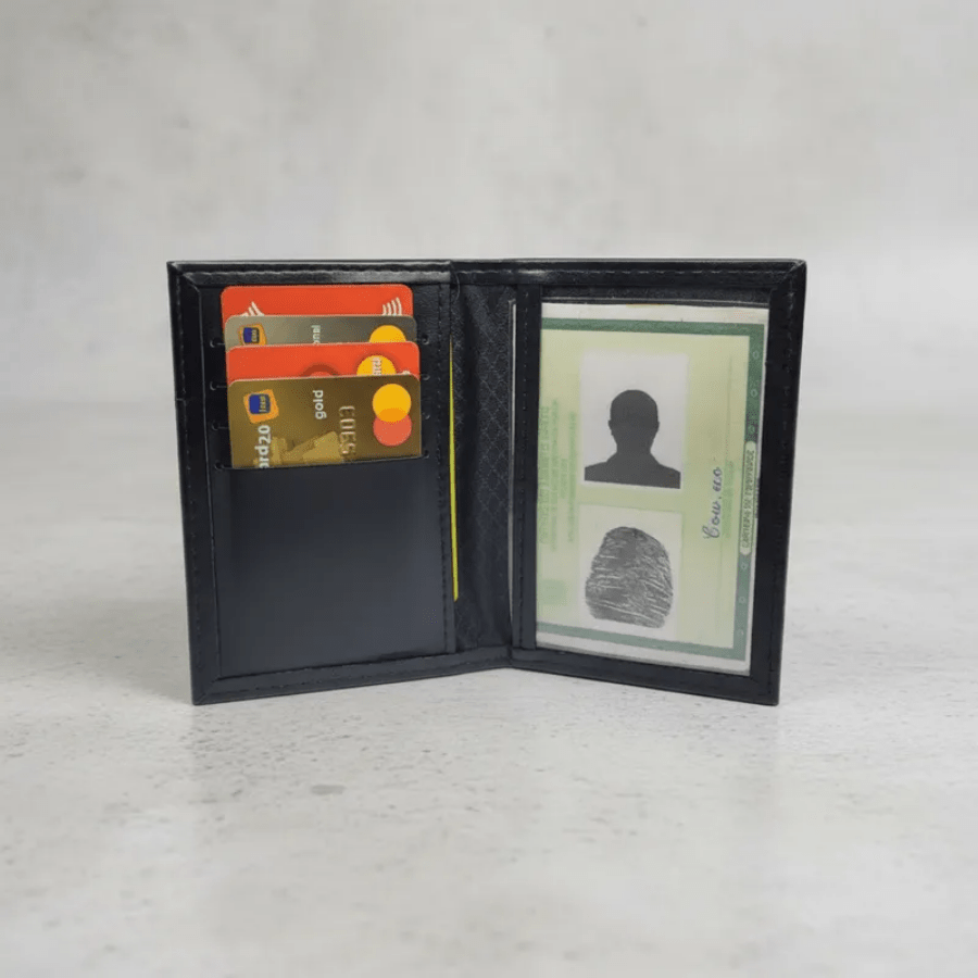 Slim Leather Wallet With Card Holder For ID And Driver's License - 黑色 - 查看 1