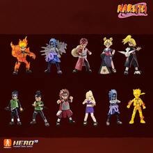 BLOKEES Toys Naruto Shippuden All-Star Edition Puzzle Building Blocks Toy, 20 Movable Joints, Built-In Ninja Display Stand, Includes Random Mini Round Card