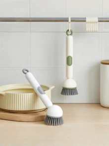 1 pieza Cepillo de limpieza de mango largo recargable y giratorio - Mango con 6 engranajes ajustables - Cepillo multifuncional para exprimir líquido, asegura una limpieza a fondo sin dejar espacios, cuida suavemente ollas, sartenes y tazones, esencial para el hogar, la cocina, utensilios de cocina, accesorios de cocina, artículos del hogar - Multicolor - Ver 2