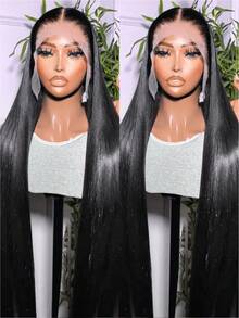 Extensiones de cabello sintético NATAN de 22 pulgadas/32 pulgadas, peinados largos y rectos, 5 clips, resistentes al calor, color marrón y negro - Natural y Negro - Ver 8