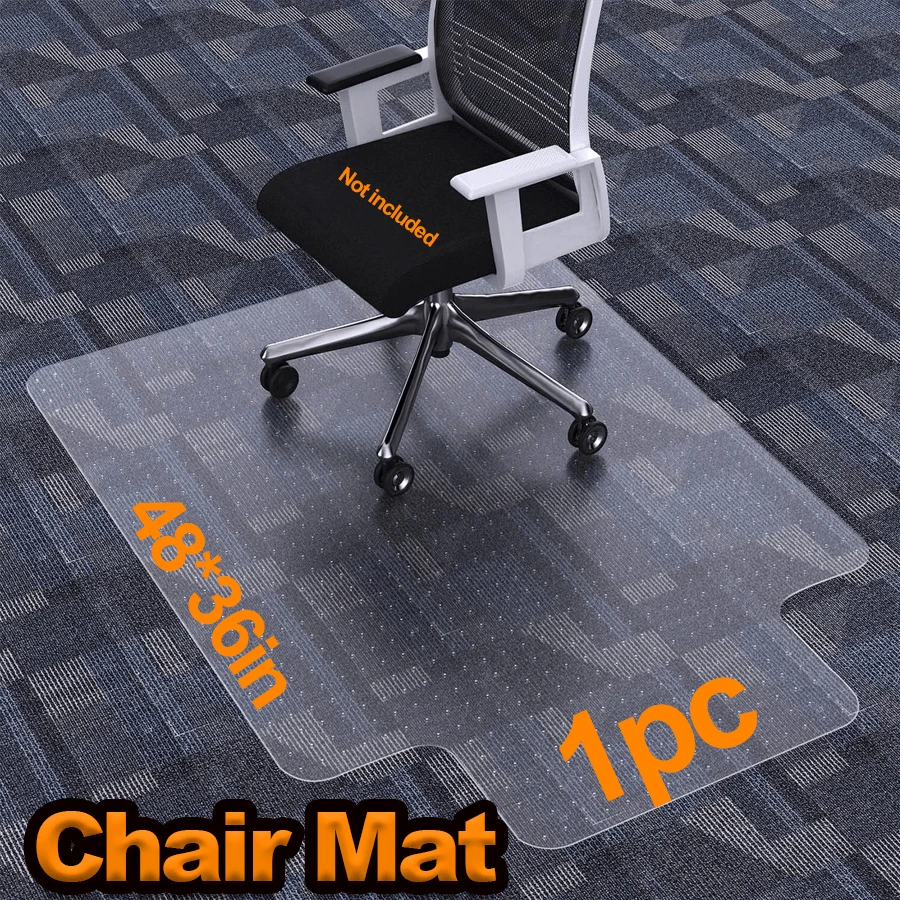 1pc 48"*36" Clear Chair Mat, Durable PVC Material, Office Essential; Transparent Minimalist Style, Rectangular Shape With Extended Lip, Features Anti-Slip, Scratch-Resistant & Easy Glide Detail. Ideal For Home Office, Workspace Floor Protection. Computer Chair Mat Perfect For Year-Round Office Use, Office & Dorm Rooms. Floor Protector Mat Perfect For Seasonal Workspace Makeovers, Daily Office Routines, Year-Round Use & Great As A Gift For Students, Professionals On Father's Day, Christmas, Back-To-School Season.(Clear) - Transparent - View 1