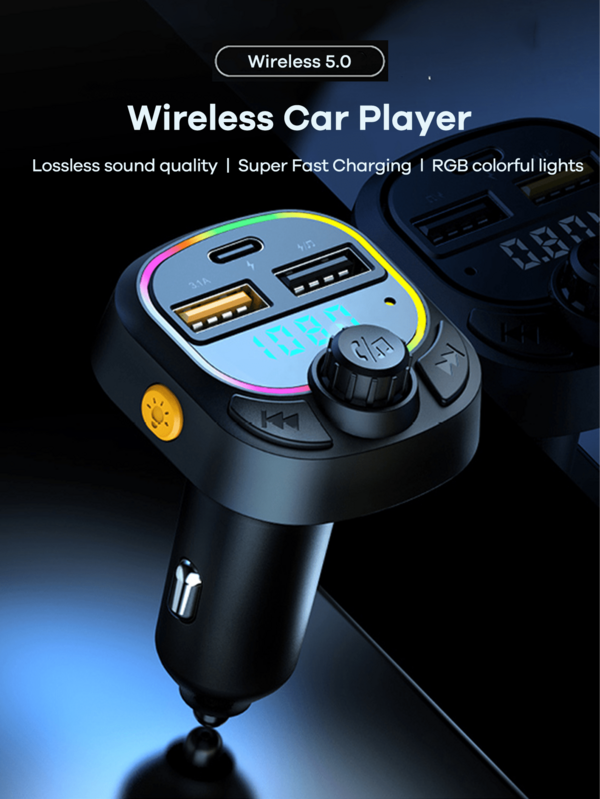 REMAX USB C Bluetooth Adapter For Car, AUX Wireless FM Radio Transmitter, PD 15W Fast Charger, Handsfree Calling & Audio Receiver, MP3 Music Player, QC3.0 & Type-C PD USB Charger, Colors LED Backlit, Card Supported, Fast Charging Cigarette Lighter, Car Accessories, Super Practical Car Stuff