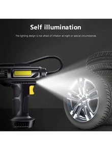 Portable Car Air Compressor, Handheld Car Inflatable Pump, Electric Automobiles Tire Inflator With LED Light For Car Motorcycle Bicycle - Black - View 7