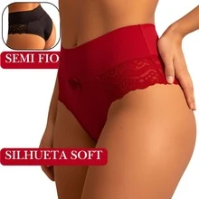 Elegant High-Waisted Panties With Delicate Floral Lace | Comfortable For Everyday Wear, Solid Color, Elastic - Red - View 14