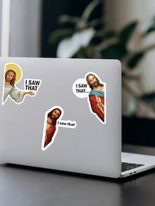 5 miếng dán hình Chúa Giê-su "Con đã thấy", miếng dán hình Chúa Giê-su ngộ nghĩnh, miếng dán "Con đã thấy", miếng dán vinyl thích hợp cho máy tính xách tay, xe hơi, bình nước, v.v. - 5 chiếc - Xem 2