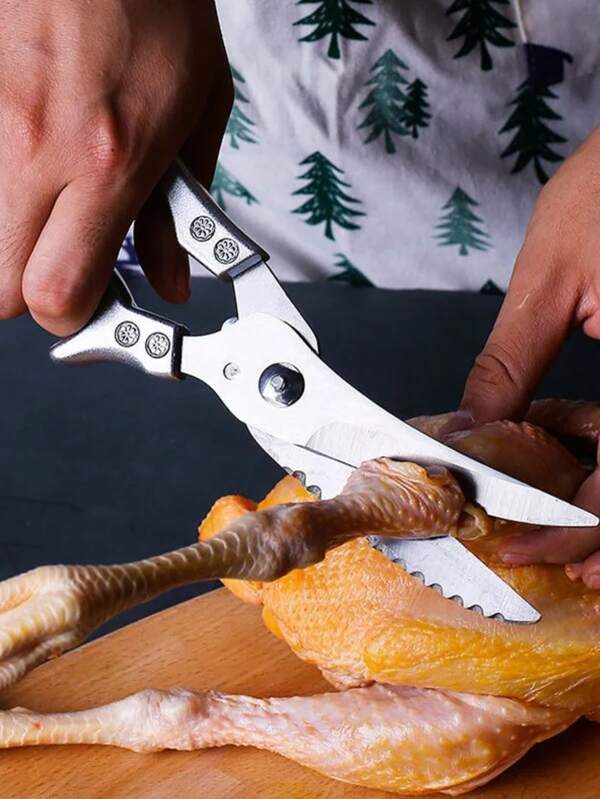 Tesoura Cozinha Aço Inoxidável Profissional Corte Frango Lâmina Afiado Cabo Ergonômico Original