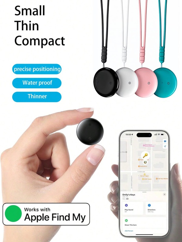 汽车 GPS 追踪器、物品定位追踪器、兼容 Apple AirTag、GPS 追踪器、Apple AirTag、AirTag 钥匙扣、宠物猫 GPS 项圈、GPS 定位器、兼容“Apple 查找我的”平台的全球 GPS 追踪器、一键查找、远程精确追踪、持久电池寿命、适用于老年人、宠物、汽车、钥匙、包包等防丢提醒追踪和定位