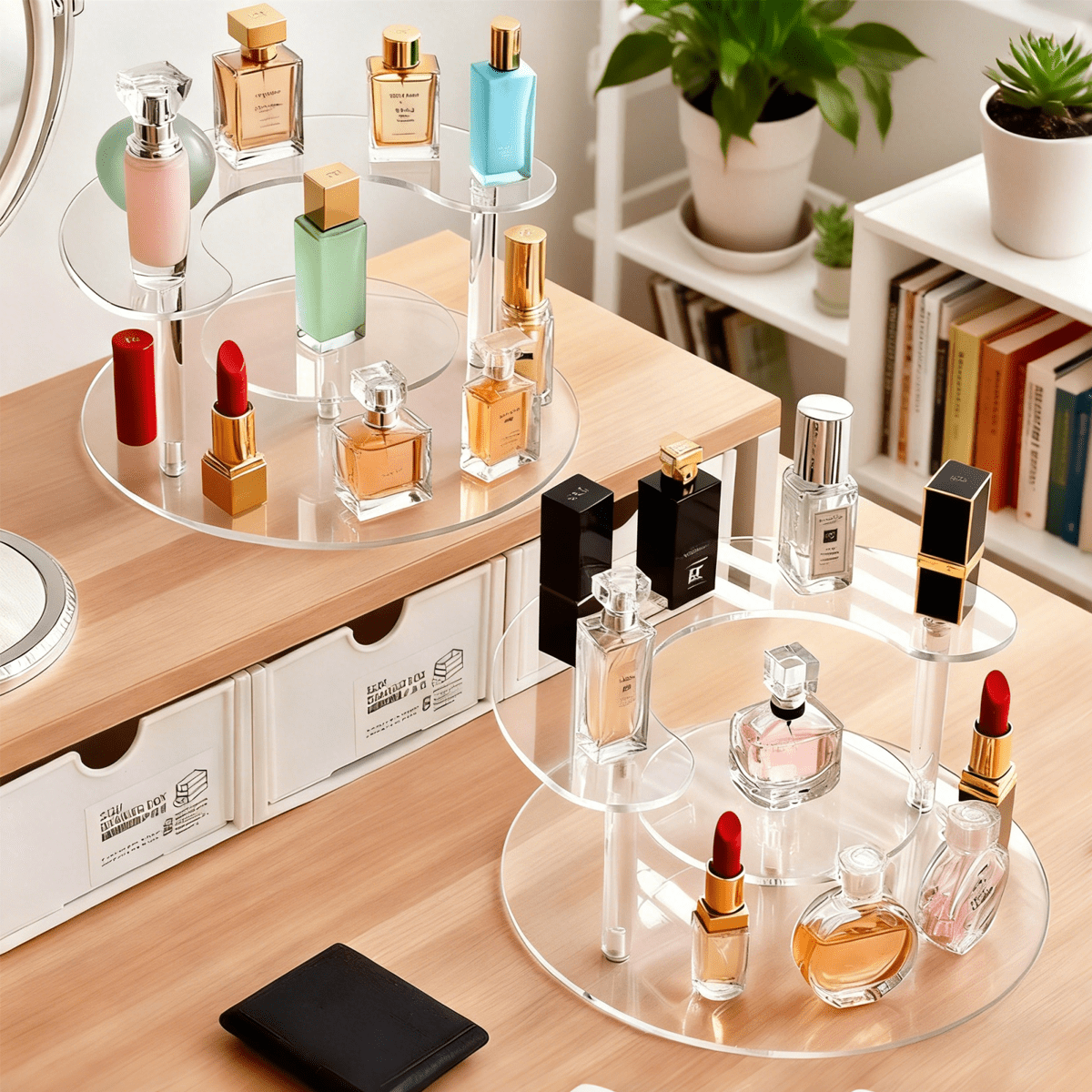1pc Acrylic Makeup Organizer, Transparent Acrylic Makeup Storage Rack, Easy To Install And Washable, Multi-Layer Storage For Perfume, Lipstick, Suitable For Decoration And Item Organization On Desk - Multicolor - View 8