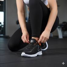 Women's Gym Shoes – Ideal For Walking, Running And Exercise - Black/Orange - View 2