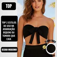 Crochet Knit Set, Top And Pants With Premium Line Lining/ Beach Cover-Up/ Summer/ Fashion - màu đen - Xem 3