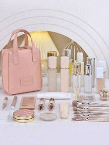 Bolsa de Maquiagem de Viagem de Duas Camadas, Bolsa de Armazenamento Cosmético Multifuncional, Bolsa Organizadora de Artigos de Toalete à Prova d'Água, Porta-Pincéis de Maquiagem de Grande Capacidade, Bolsa de Viagem Portátil, Bolsa Tote de Couro PU para Mulheres, Adequada para Artigos de Toalete, Lápis de Cor, Pincéis de Sombra, Absorventes Higiênicos, Batom, Pincéis de Maquiagem, Delineador, Brilho Labial, Produtos de Cuidados com a Pele, Armazenamento de Produtos Digitais, Acessórios de Viagem, Itens Essenciais de Viagem, Presentes para Damas de Honra, Presentes de Aniversário, Presentes de Formatura, Presentes de Feriado, Decorações de Casamento, Decoração de Quarto - Multicolorido - Visão 6