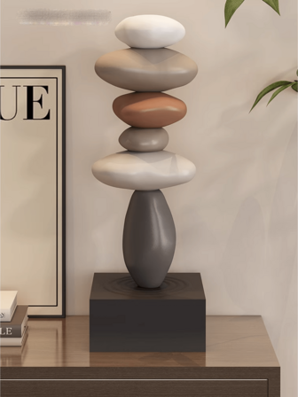 Stacking Stone Sculpture - Abstract Balanced Rock Art Resin Decor, Fashionable And Elegant Design, Decorative Desktop Figurine Suitable For Home And Office