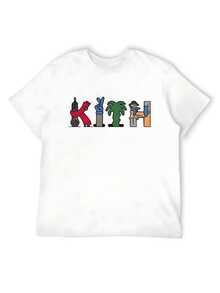 Kith Grafitti T-Shirt Kawaiis Clothes Aesthetic Clothing Louboutins Blue Archives Plus Size Men And Men Clothing Graphic Tops Size S~5XL - 白色 - 查看 1
