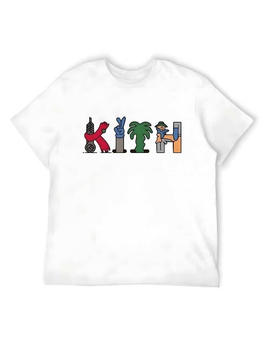 Kith Grafitti T-Shirt Kawaiis Clothes Aesthetic Clothing Louboutins Blue Archives Plus Size Men And Men Clothing Graphic Tops Size S~5XL - 白色 - 查看 1