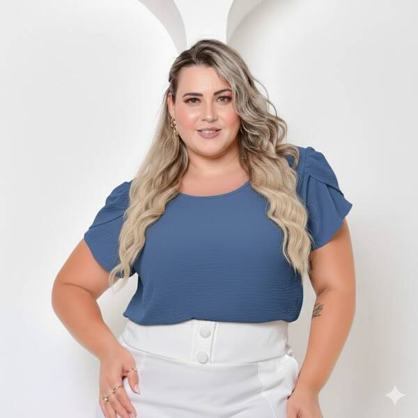 Blusa Com Manga Tulipa Moda Plus Size