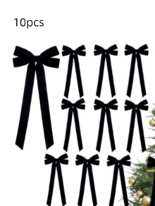 1/5/10 件圣诞树蝴蝶结 - 节日丝带礼品蝴蝶结，适用于节日花环、装饰品和乡村工艺品，无羽毛，光泽表面，非常适合礼品包装和 DIY 项目，圣诞树装饰天鹅绒丝带，圣诞树蝴蝶结 - 彩色 - 查看 20