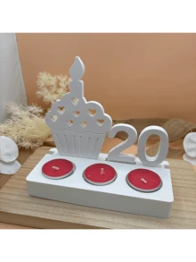3pcs Birthday Number Candle Holder Silicone Mold Set, Candle Mold With Numbers, Candle Holder Silicone Mold With Base, Plaster Mold, Household Mold, Concrete Casting Mold, Silicone Mold, Tea Light Candle Holder, Birthday Candle Holder - White - View 8
